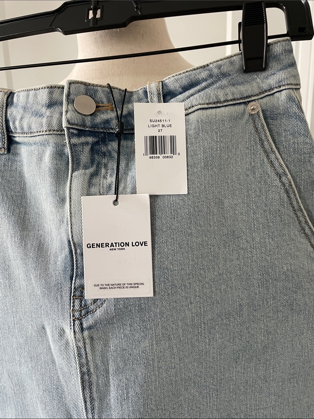 Generation Love Light Wash Denim Midi Skirt